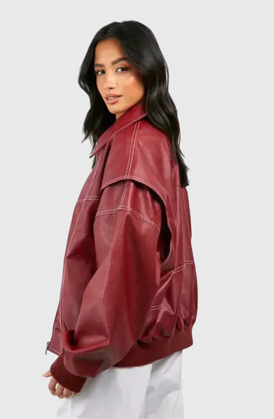Faye™ - Oversize Skórzana Kurtka