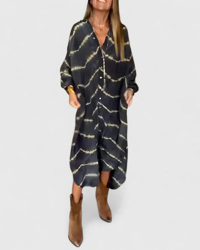 Amelie™ | Elegancka Boho Pasiasta Maxi Sukienka