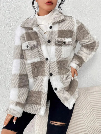 Martin | Stylowa Fleece'owa Kurtka w Kratę